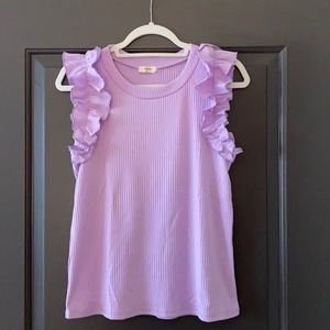 Lavender ruffle sleeve shirt